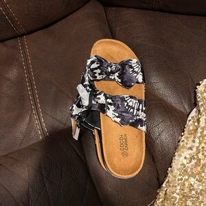 Coco + Carmen Black and White Bow Sandals